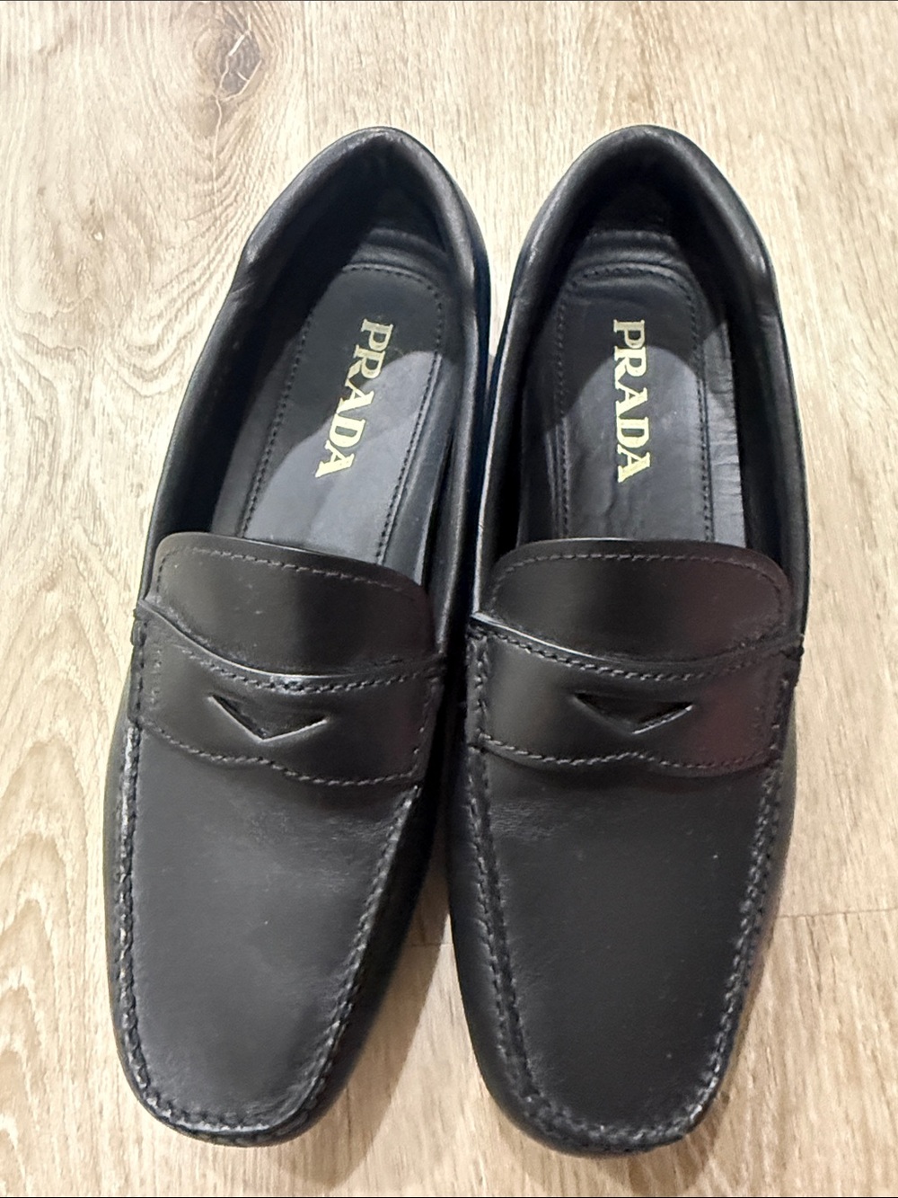 Prada Black Leather Penny Loafers - Men's